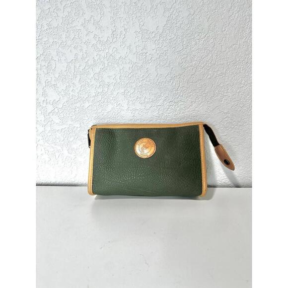 Handbags - Remy Martin Cognac Green and Brown Leather Zip Up Small Bag